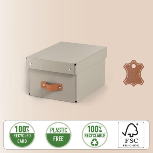 61470012_03.jpg Pudełko do przechowywania Leitz Puro z pokrywką, małe, 7 l, z tektury w 100% z recyklingu, 2 szt., beżowe