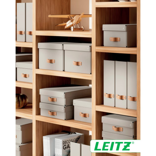 61470012_n_16.jpg Pudełko do przechowywania Leitz Puro z pokrywką, małe, 7 l, z tektury w 100% z recyklingu, 2 szt., beżowe