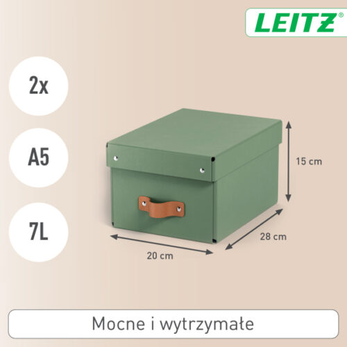 61470050_n_05.jpg Pudełko do przechowywania Leitz Puro z pokrywką, małe, 7 l, z tektury w 100% z recyklingu, 2 szt., zielone