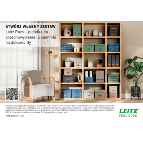 61470050_n_14.jpg Pudełko do przechowywania Leitz Puro z pokrywką, małe, 7 l, z tektury w 100% z recyklingu, 2 szt., zielone