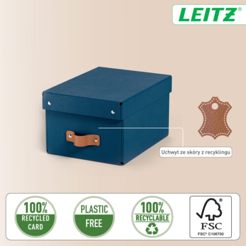 61470068_n_04.jpg Pudełko do przechowywania Leitz Puro z pokrywką, małe, 7 l, z tektury w 100% z recyklingu, 2 szt., granatowe