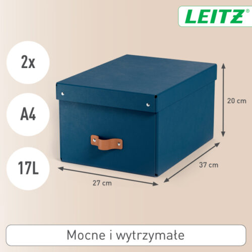 61490068_n_01.jpg Pudełko do przechowywania Leitz Puro z pokrywką, średnie, 17 l, z tektury w 100% z recyklingu, 2 szt., granatowe