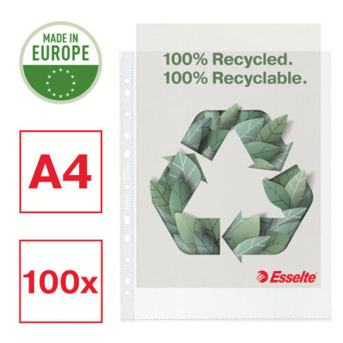 627503_02.jpg Koszulki groszkowe Esselte Recycled Premium, A4 Maxi, PP 100 mic.