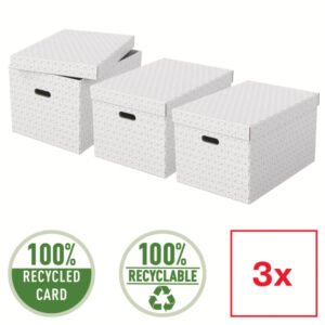 Pudełka domowe do przechowywania, rozmiar L, 3 sztuki, białe