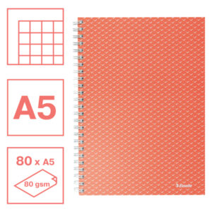 Kołonotatnik Esselte Colour'Breeze A5, w kratkę, koralowy