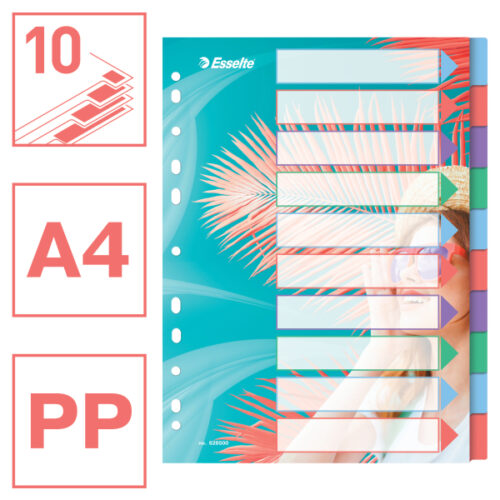 628500_01.jpg Przekładki Esselte Colour'Breeze PP A4, 10 przekładek