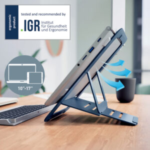 Ultrapłaska aluminiowa podstawka pod laptopa Leitz Ergo z regulacją wysokości