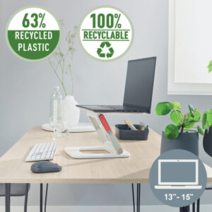 Podstawka pod laptopa Leitz Ergo, 63% plastiku z recyklingu, biała