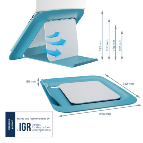 64260061_04.jpg Podstawka pod laptopa Leitz Ergo Cosy, 80% plastiku z recyklingu, niebieska