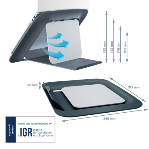 64260089_04.jpg Podstawka pod laptopa Leitz Ergo Cosy, 80% plastiku z recyklingu, szara