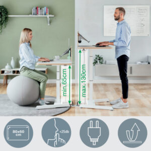 65340001_01.jpg Małe biurko Leitz Ergo do pracy w pozycji siedzącej i stojącej, obsługiwane elektronicznie, białe