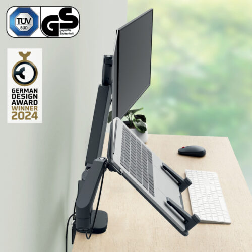 65380089_01.jpg Podwójne ramię Leitz Ergo do monitora i laptopa, ciemnoszare