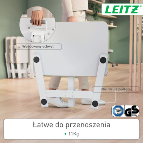 65880001_n_04.jpg Małe składane biurko Leitz Ergo do pracy w pozycji siedzącej i stojącej, białe