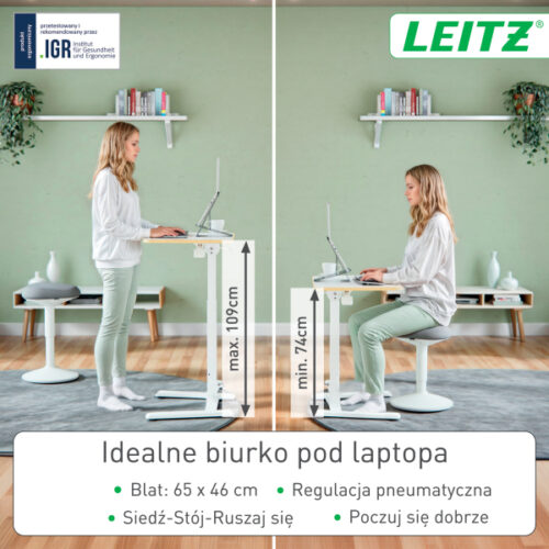 65880001_n_07.jpg Małe składane biurko Leitz Ergo do pracy w pozycji siedzącej i stojącej, białe