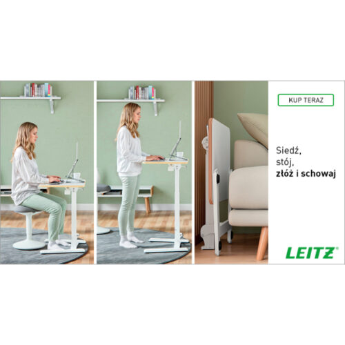65880001_n_10.jpg Małe składane biurko Leitz Ergo do pracy w pozycji siedzącej i stojącej, białe