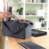 Kompaktowa torba na akcesoria Leitz Fabric, do pracy przy „gorących biurkach”, z pokrywką, ciemnoszara