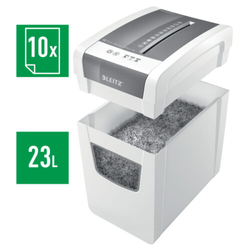 80010000_n_01.jpg Niszczarka Leitz IQ Home Office Slim, P4, 10 kartek, 23 l kosz