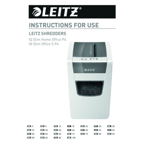 80010000_n_03.jpg Niszczarka Leitz IQ Home Office Slim, P4, 10 kartek, 23 l kosz