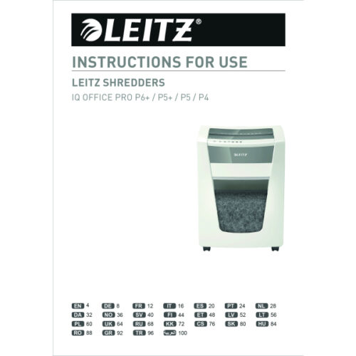 80100000_n_04.jpg Niszczarka Leitz IQ Office Pro, P6+, 5 kartek, 30 l kosz