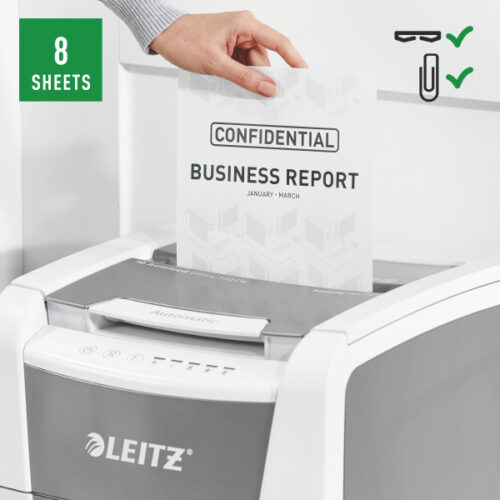 80130000_04.jpg Niszczarka Leitz IQ AutoFeed 150, P4, 150 kartek, 44 l kosz