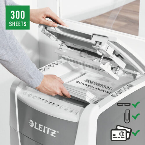 80160000_03.jpg Niszczarka Leitz IQ AutoFeed 300, P5, 300 kartek, 60 l kosz