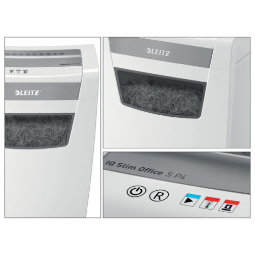 80990000_06.jpg Niszczarka Leitz IQ Office S, P4, 12 kartek, 23 l kosz
