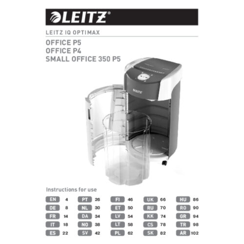 83590000_n_06.jpg Niszczarka Leitz IQ Optimax Small Office 350, P5, 8 kartek, 22 l kosz